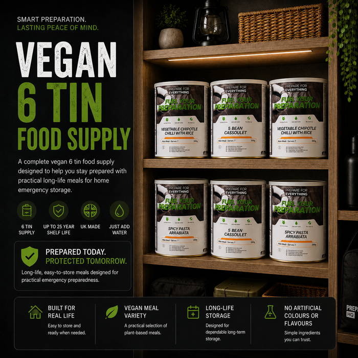 Vegan '6 Tin' Emergency Food Pack