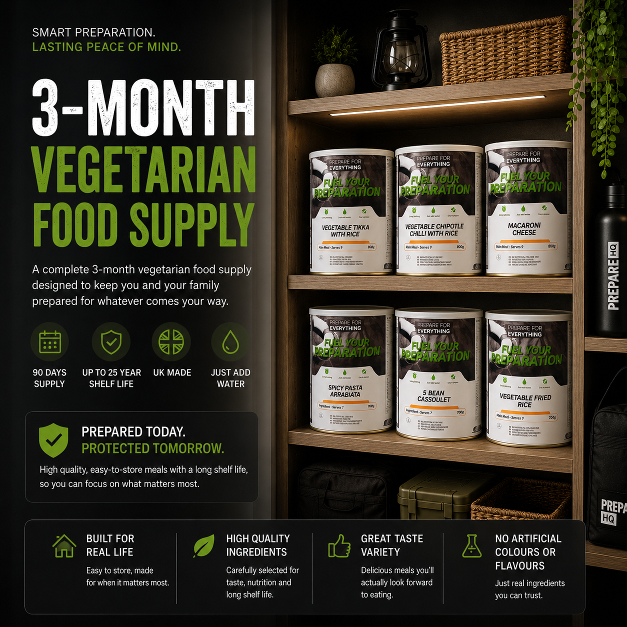3 Month Vegetarian Emergency Food Supply – 1 Person