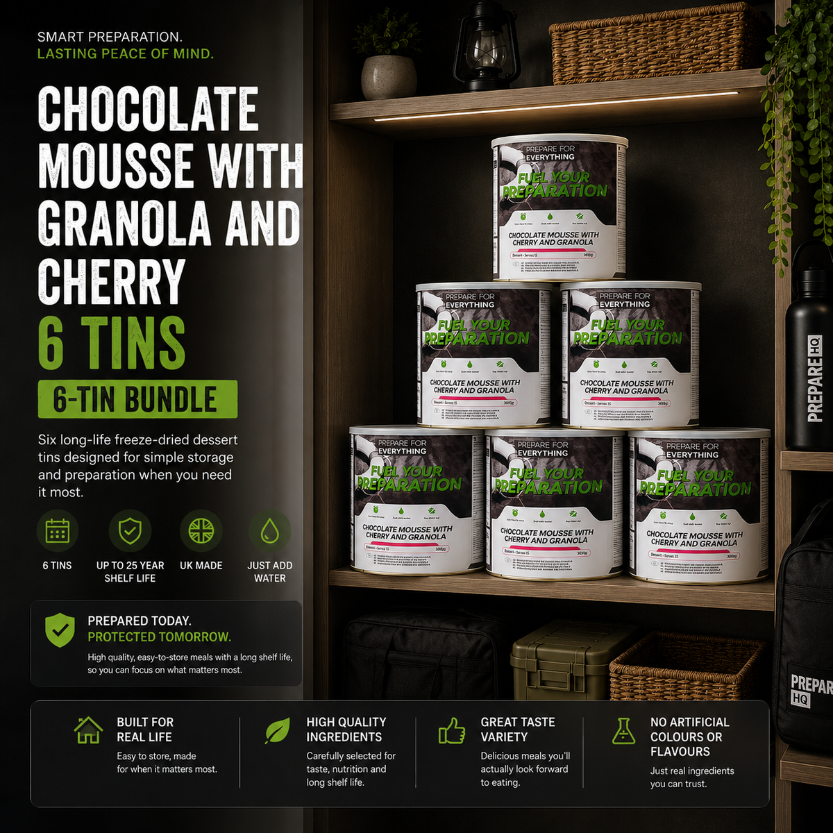 Chocolate Mousse With Granola And Cherry – 6 Tins