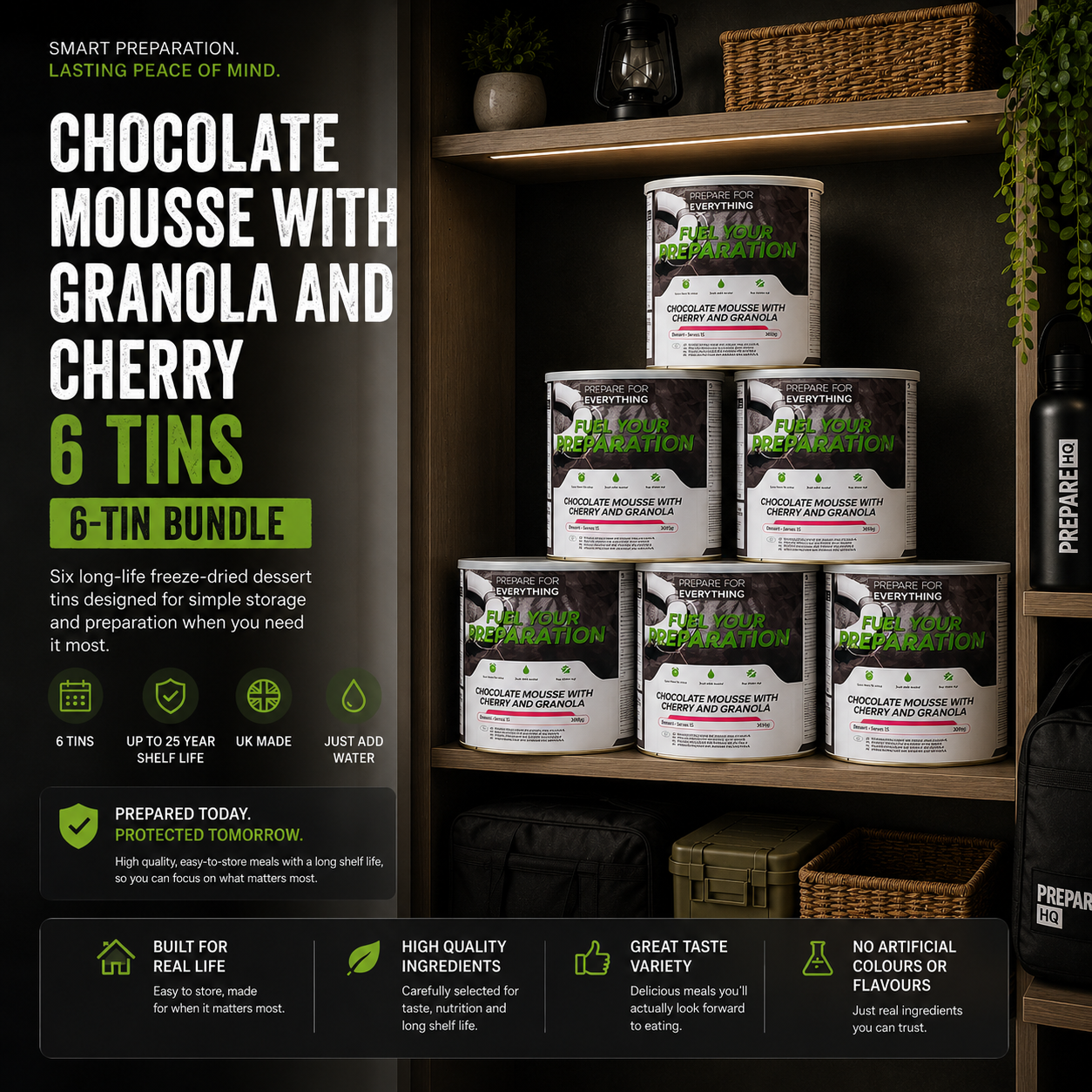 Chocolate Mousse With Granola And Cherry – 6 Tins