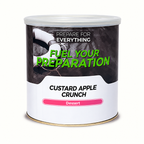 Custard Apple Crunch — packaging illustration; one tin shown; supplied in cases of six