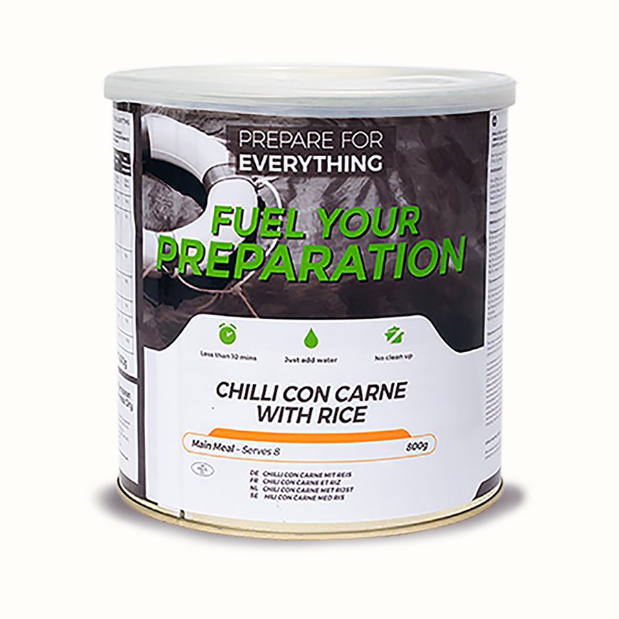 Chilli Con Carne with Rice — one tin shown; supplied in cases of six