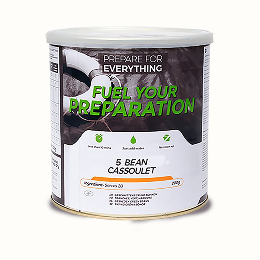 Five Bean Cassoulet — one tin shown; supplied in cases of six