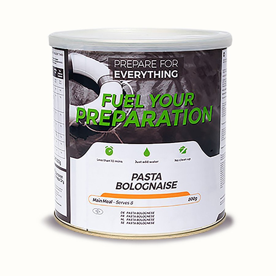 Pasta Bolognaise — one tin shown; supplied in cases of six